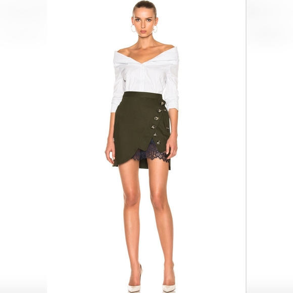 Self Portrait Utility Mini Skirt Olive size 4 - Picture 1 of 12